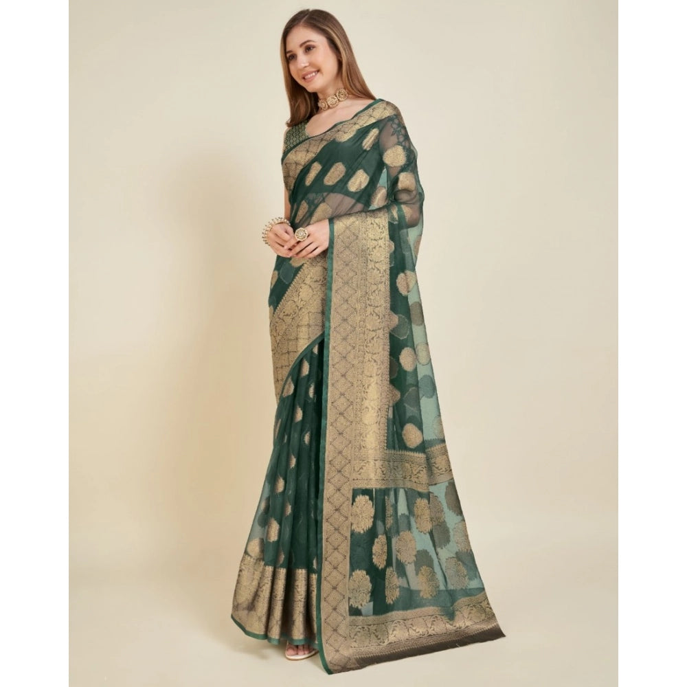 Women'S Soft Organza Silk Weaving Design Saree With Unstitched