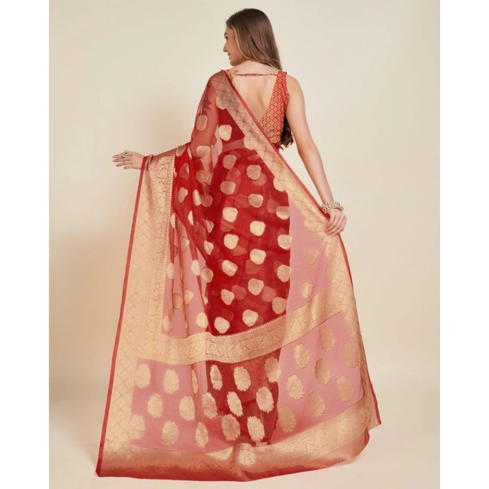 Women'S Soft Organza Silk Weaving Design Saree With Unstitched