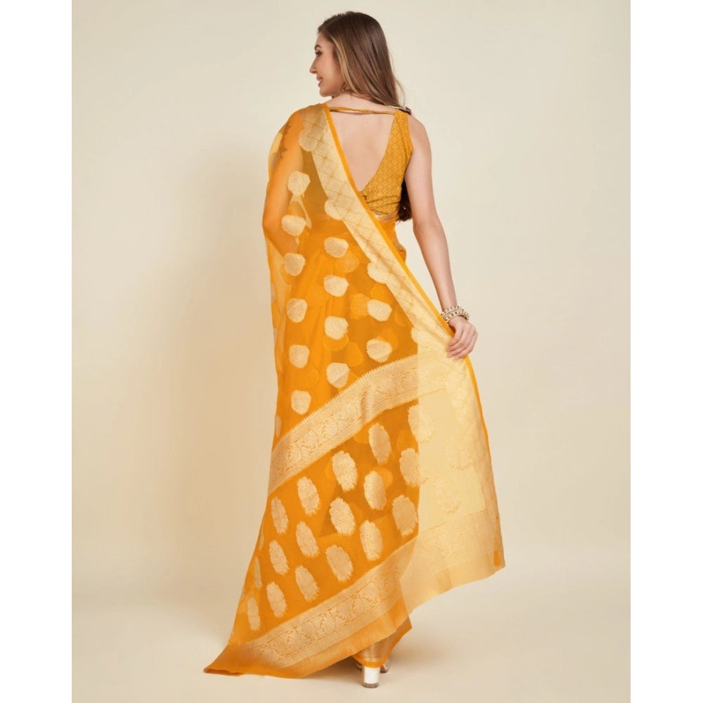 Women'S Soft Organza Silk Weaving Design Saree With Unstitched