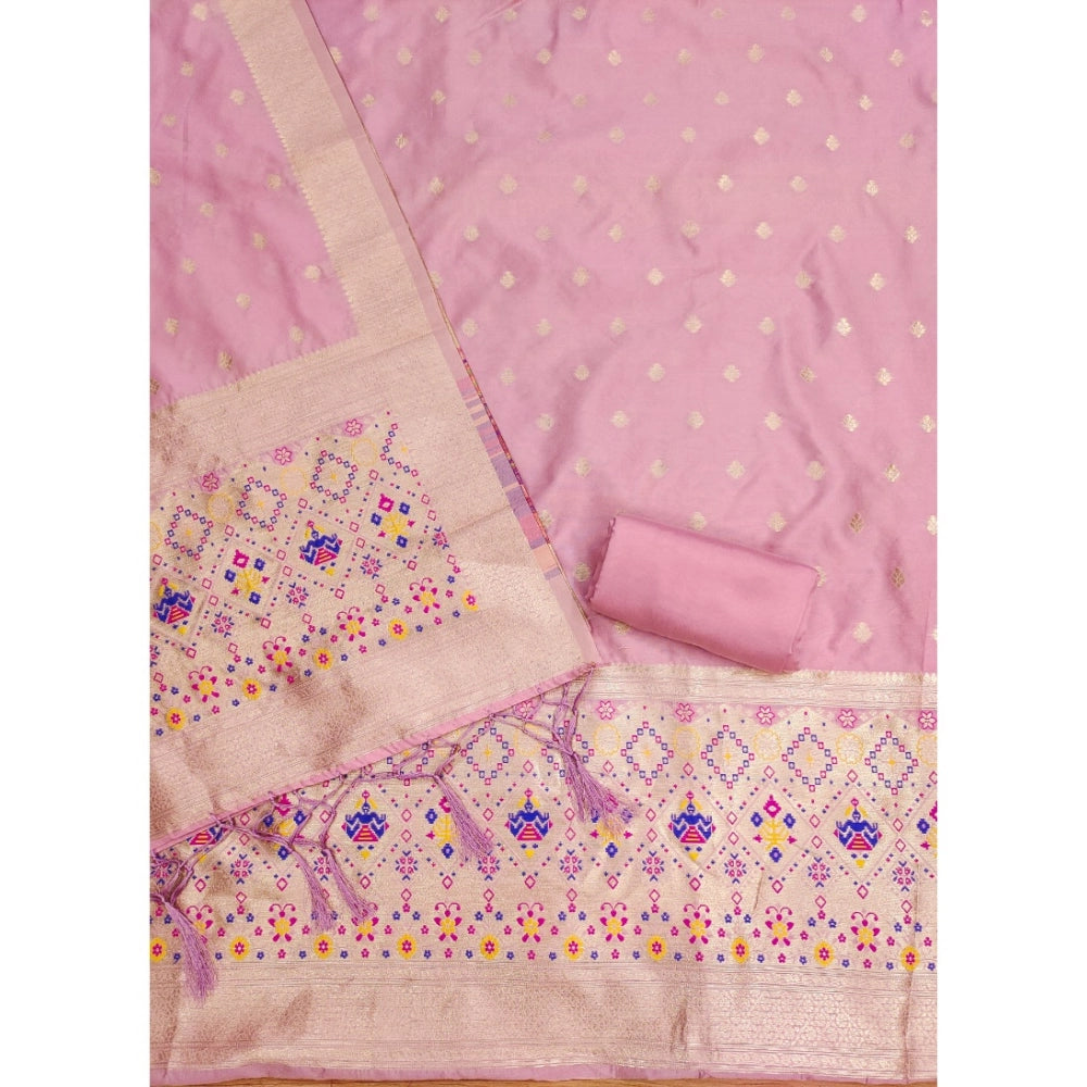Women'S Banarasi Silk Printed Unstitched Salwar Suit Material