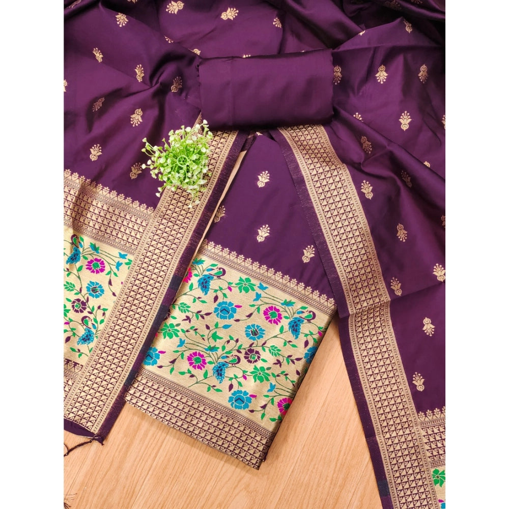 Women'S Banarasi Silk Printed Unstitched Salwar Suit Material