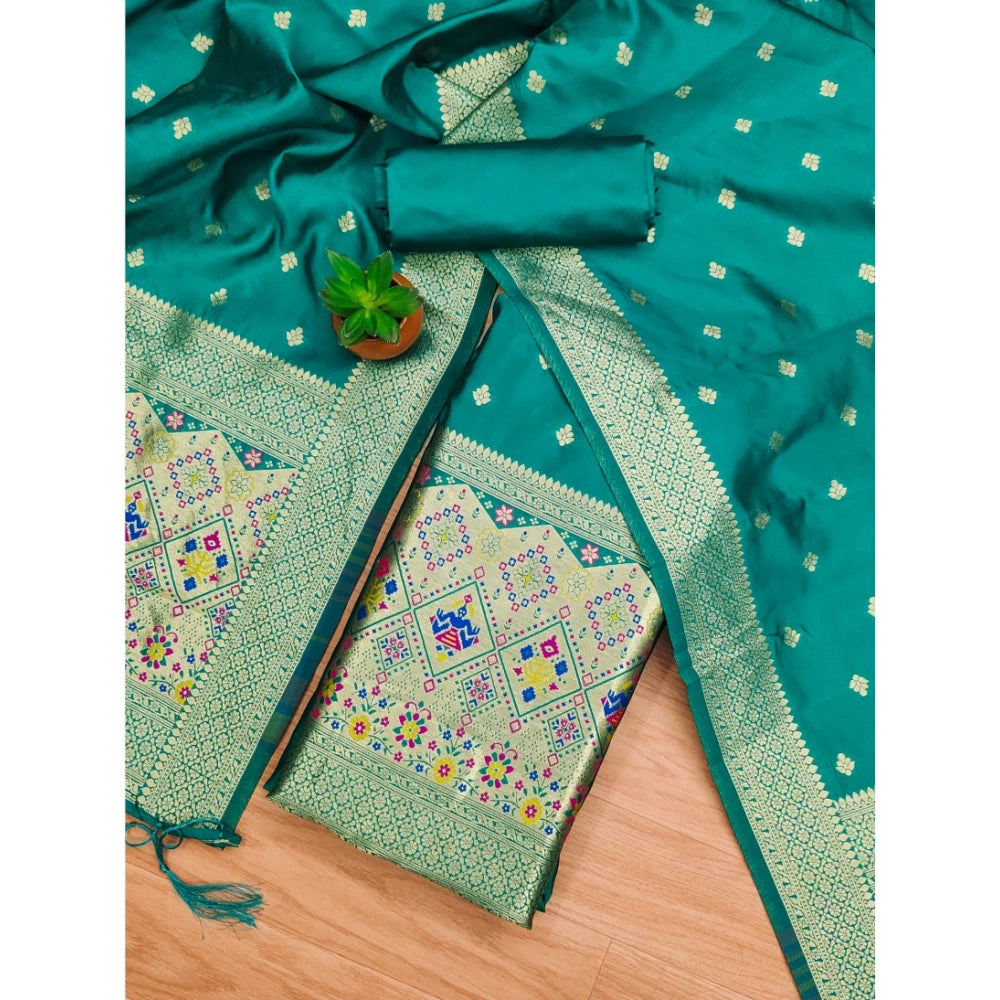 Women'S Banarasi Silk Printed Unstitched Salwar Suit Material