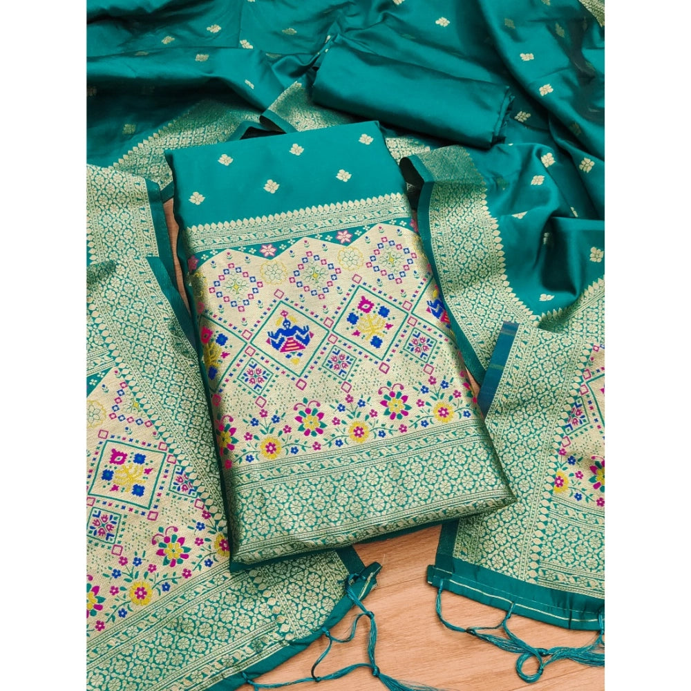 Women'S Banarasi Silk Printed Unstitched Salwar Suit Material