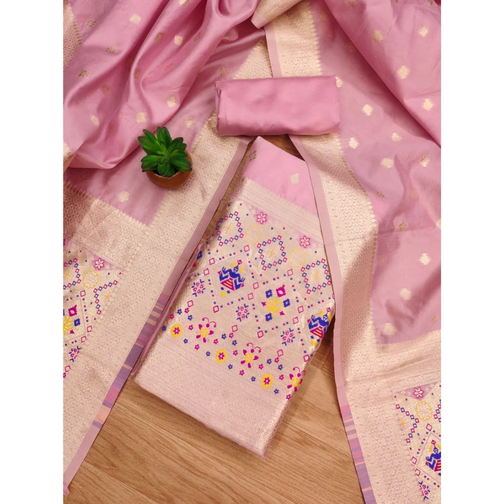 Women'S Banarasi Silk Printed Unstitched Salwar Suit Material