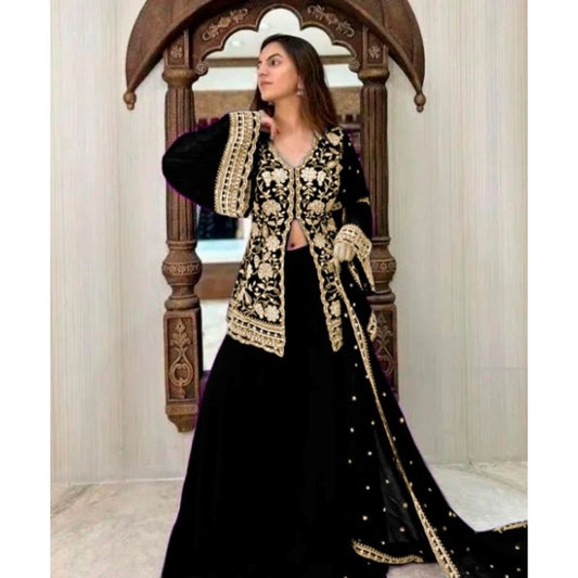 Women'S Georgette Embroidery 3-4Th Sleeve V-Neck Kurti, Palazz