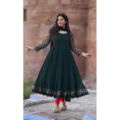 Green Embroidered Kurti Dupatta Set