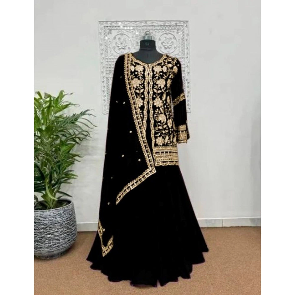 Women'S Georgette Embroidery 3-4Th Sleeve V-Neck Kurti, Palazz
