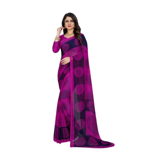 Women'S Georgette Printed Saree With Unstitched Blouse 5.5Mtr