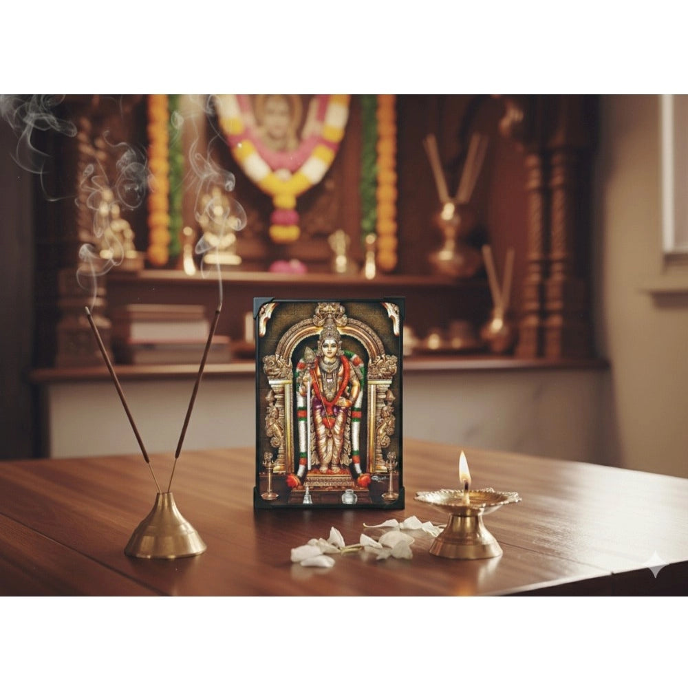 Wooden Sri Subramaniyan Swamy Murugan Table Top Devotional Pla