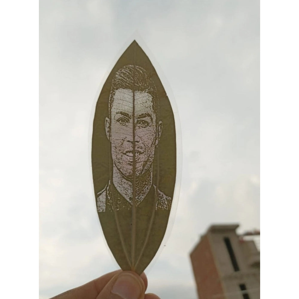 Custom Engraved Leaf Art – Football Icon Portrait On Natural L