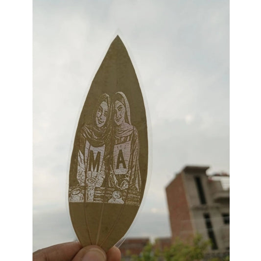 Custom Friendship Portrait Engraved On Natural Leaf