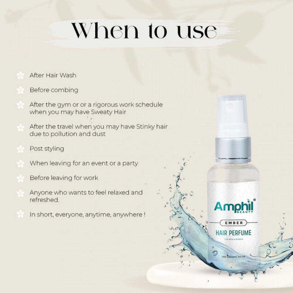 Amphil Beauty Ember Unisex Hair Perfume 60 Ml | Alcohol Free |