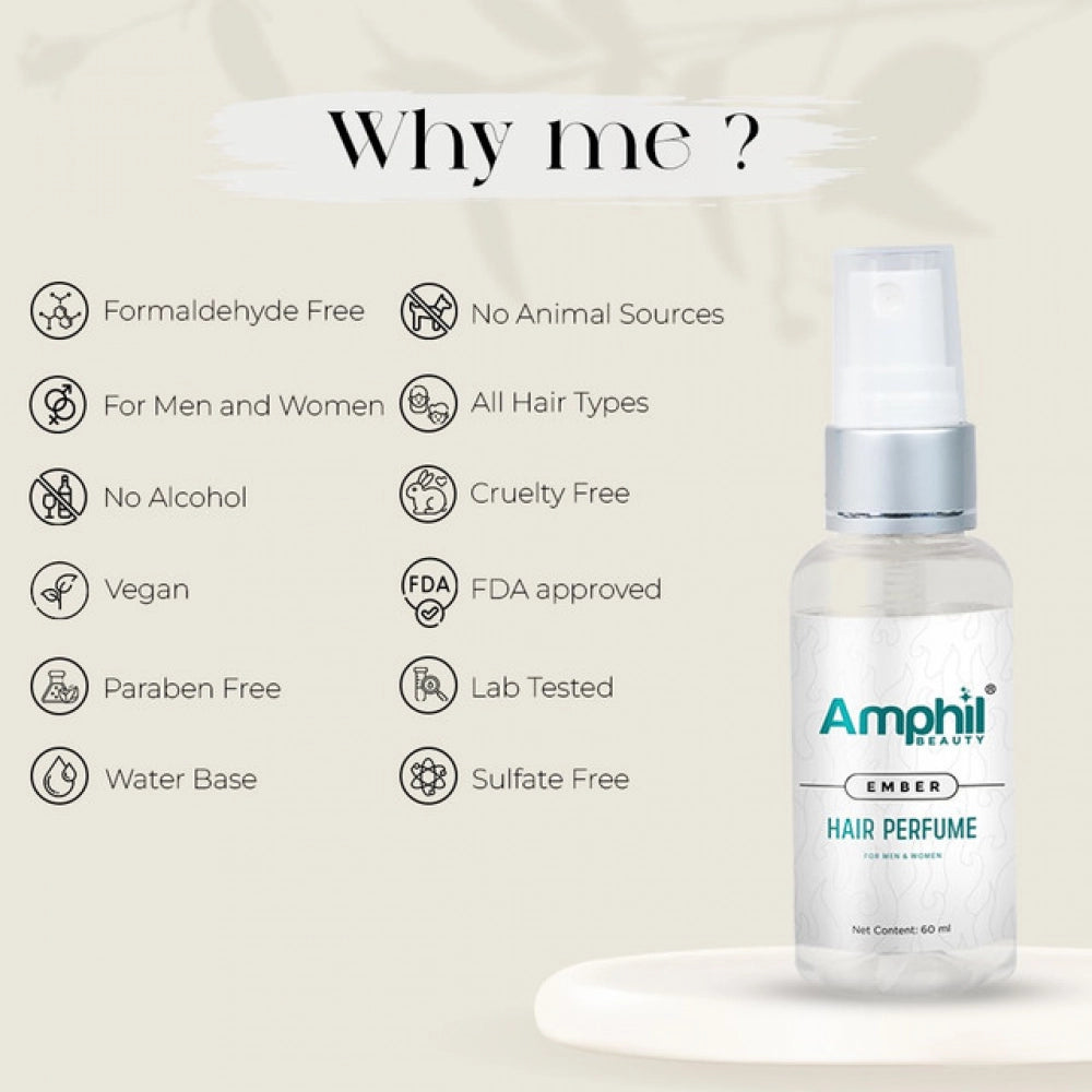 Amphil Beauty Ember Unisex Hair Perfume 60 Ml | Alcohol Free |