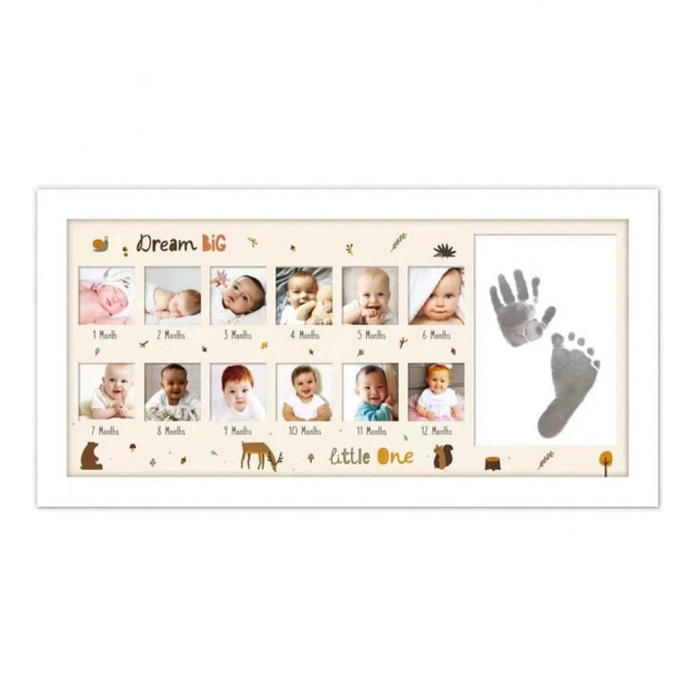 Acrylic Footprint Handprint Baby Photo Frame with Ink Pad - Multicolor