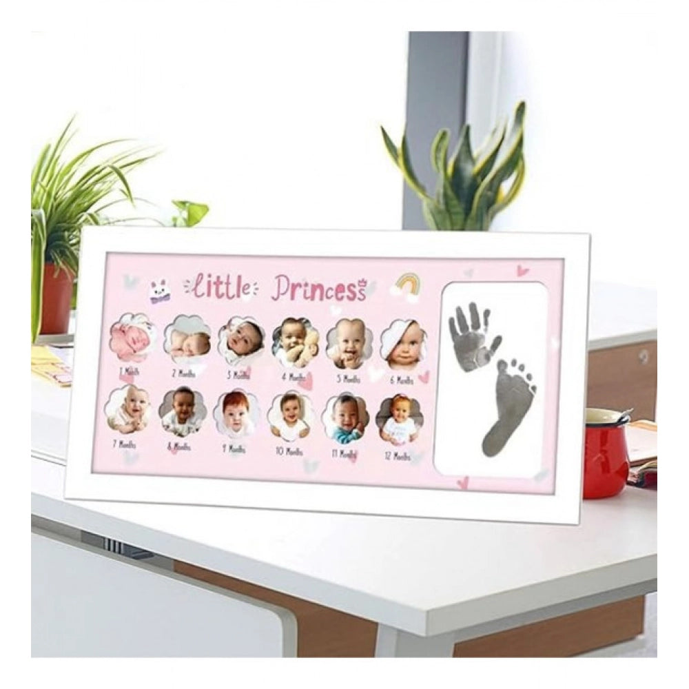 Acrylic Footprint Handprint Baby Photo Frame with Ink Pad - Multicolor