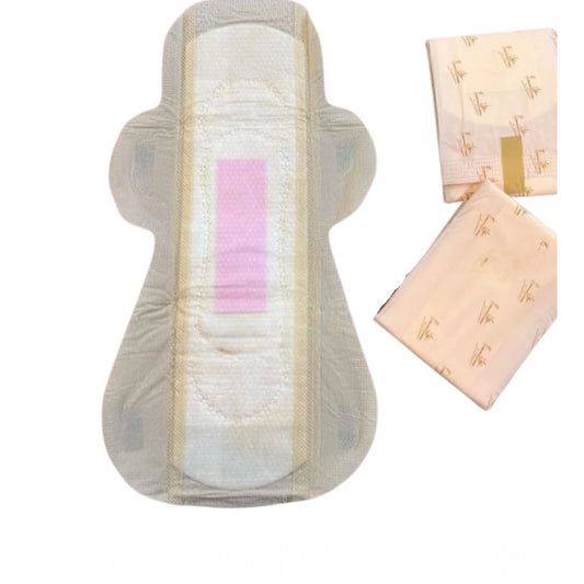 Pack Of_12 Pcs Cotton Bamboo Sanitary Pads With Wings (White,