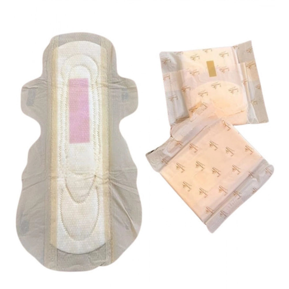 Pack Of_12 Pcs Cotton Bamboo Sanitary Pads With Wings (White,