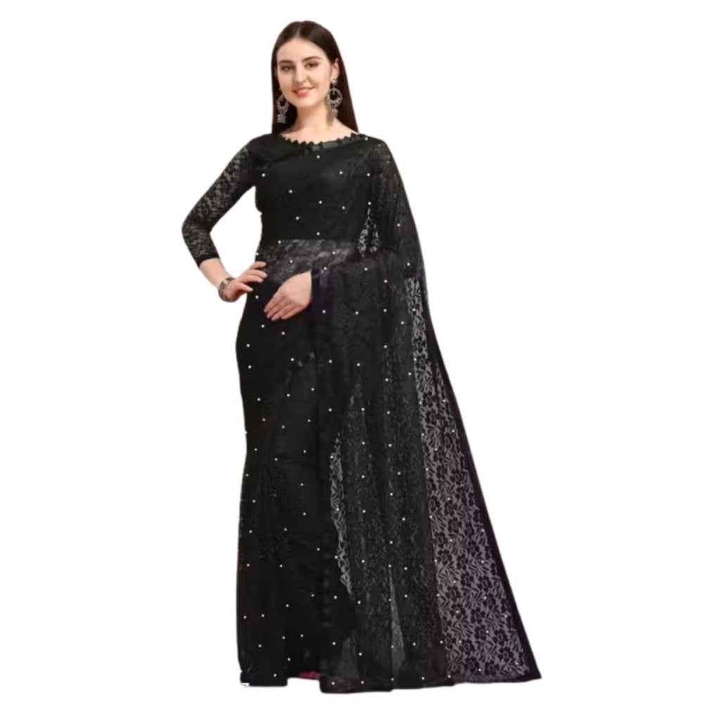 Women'S Net Self Design Saree With Unstitched Blouse 5.5Mtr (B