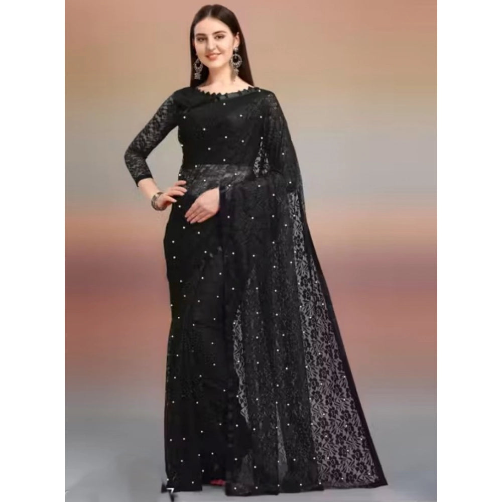 Women'S Net Self Design Saree With Unstitched Blouse 5.5Mtr (B