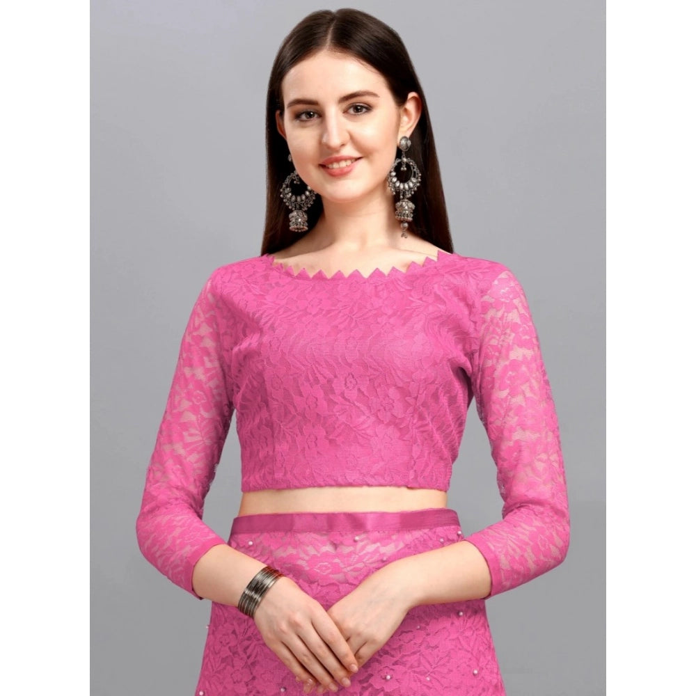 Women'S Net Self Design Saree With Unstitched Blouse 5.5Mtr (D