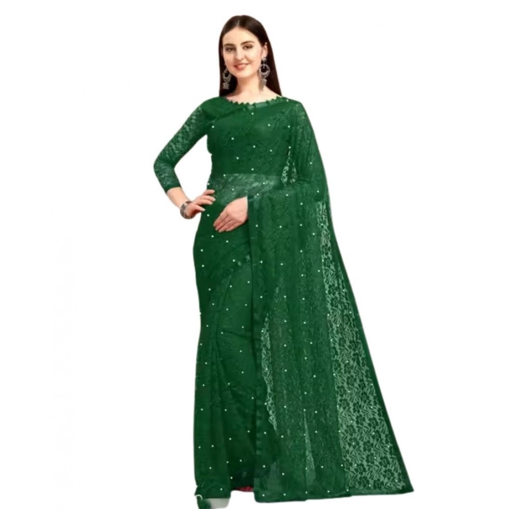 Women'S Net Self Design Saree With Unstitched Blouse 5.5Mtr (G