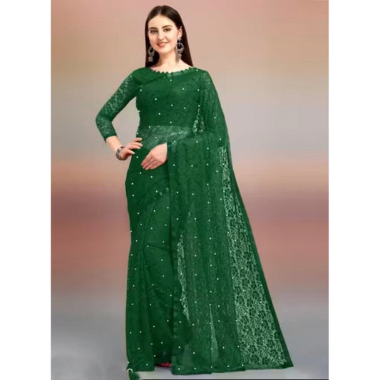 Women'S Net Self Design Saree With Unstitched Blouse 5.5Mtr (G
