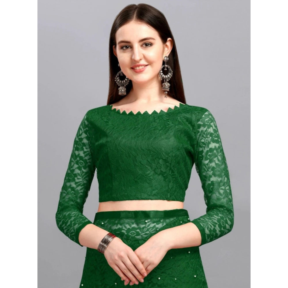 Women'S Net Self Design Saree With Unstitched Blouse 5.5Mtr (G