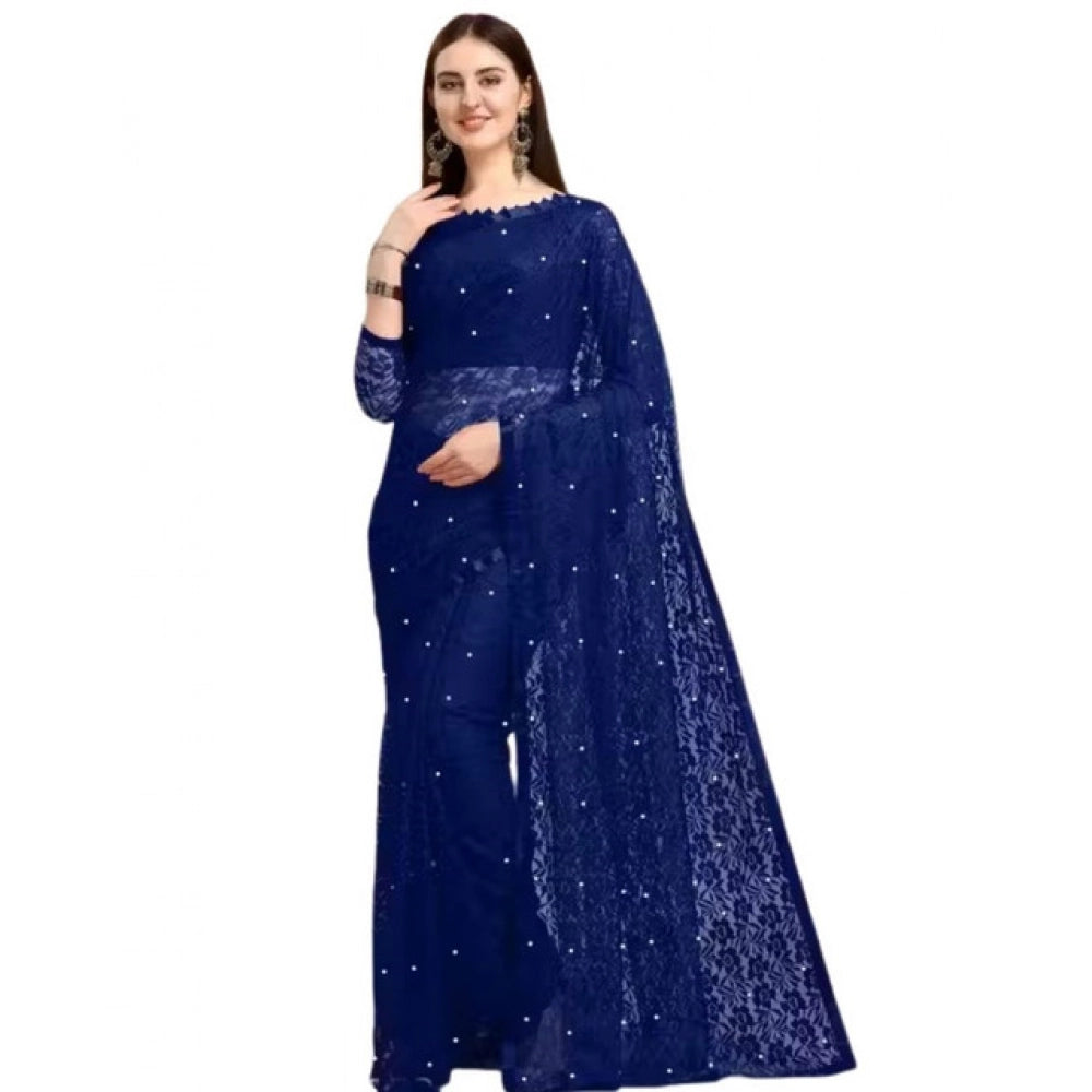 Women'S Net Self Design Saree With Unstitched Blouse 5.5Mtr (N