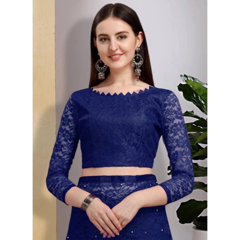 Women'S Net Self Design Saree With Unstitched Blouse 5.5Mtr (N