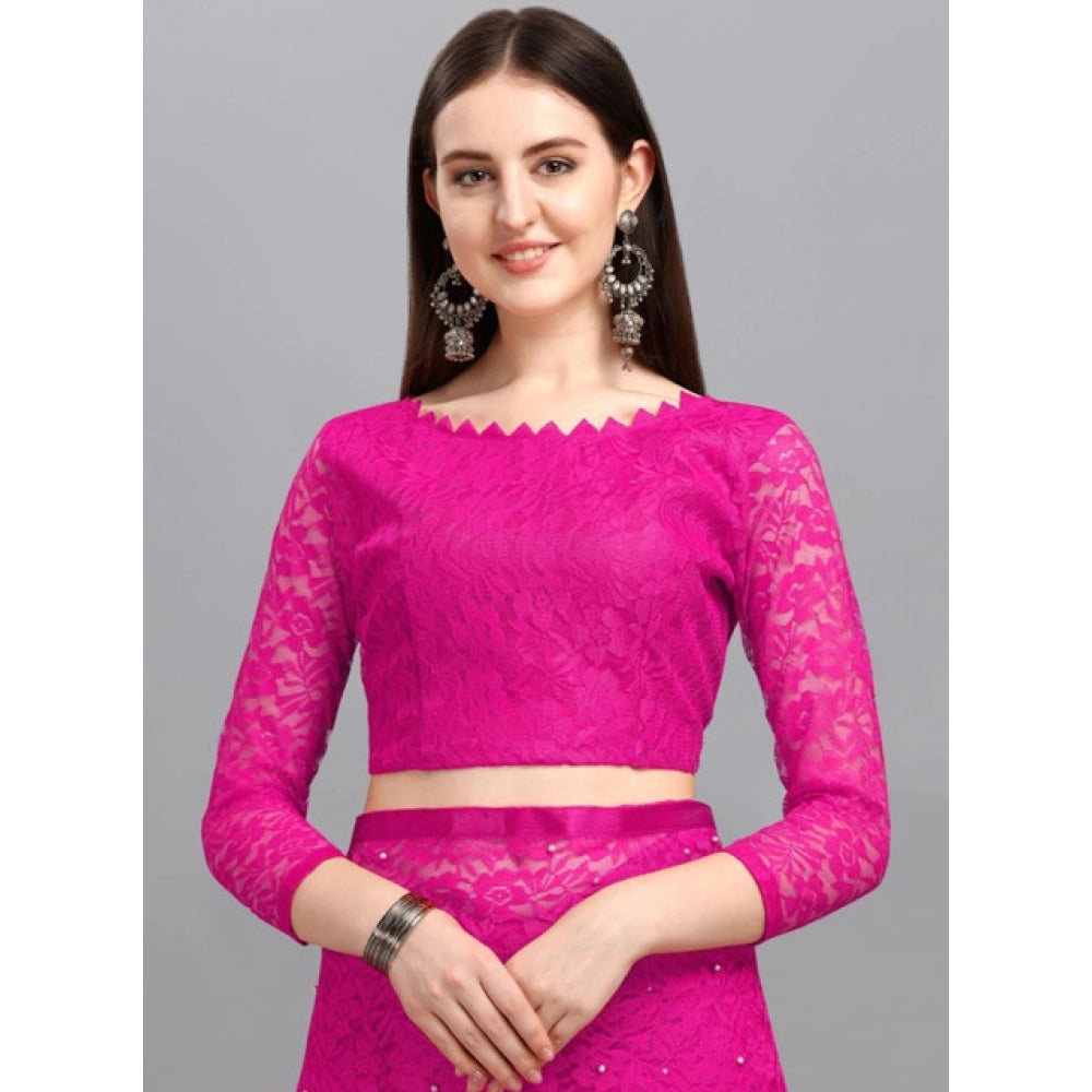 Women'S Net Self Design Saree With Unstitched Blouse 5.5Mtr (R