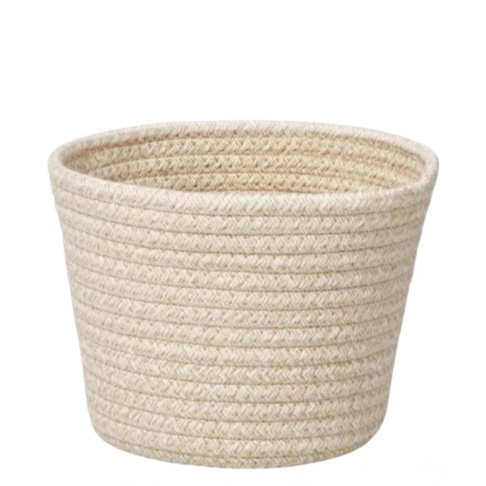 Cotton Pack Of_2 White Pen Holder Storage Basket For Clothes (