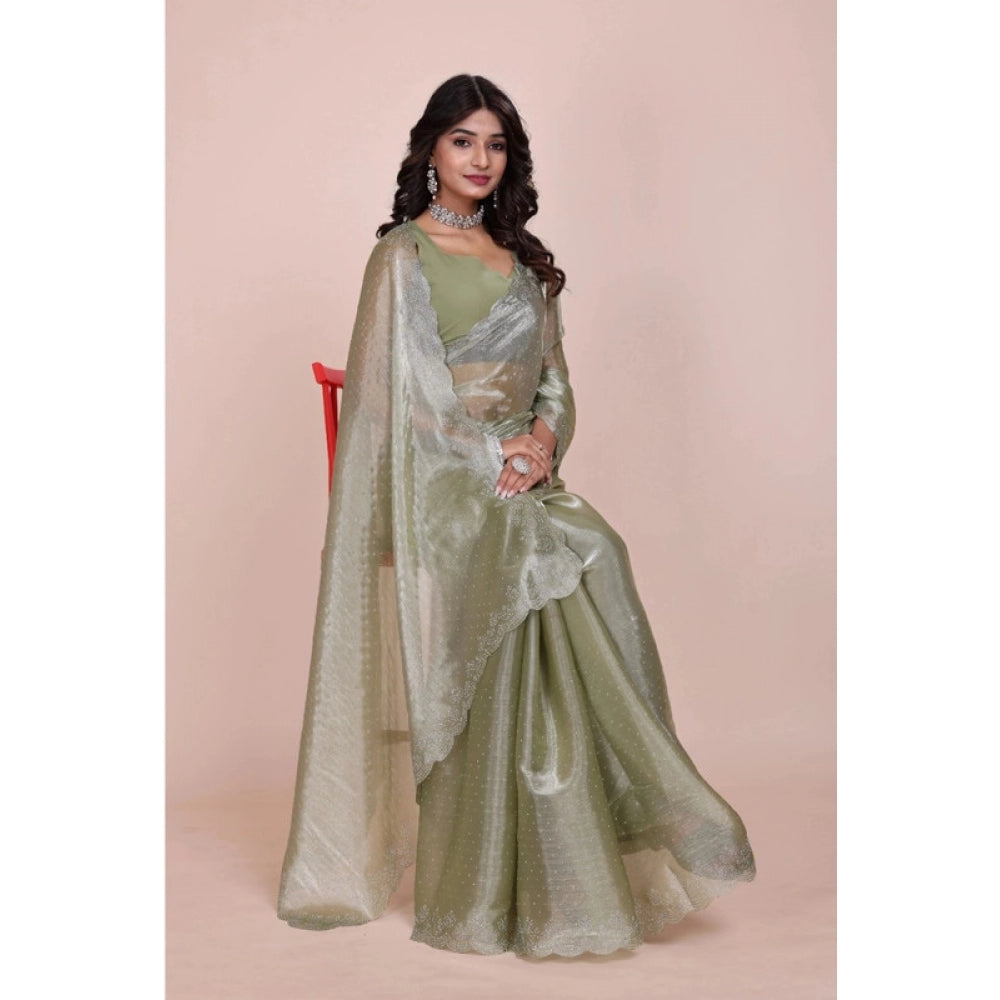 Women'S Jimmy Choo Embellished Bollywood Saree With Unstitched