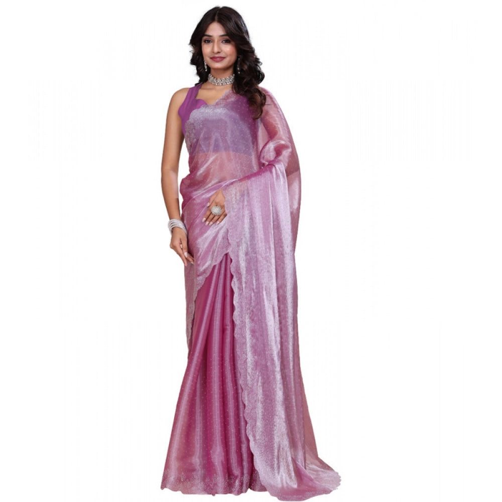 Women'S Jimmy Choo Embellished Bollywood Saree With Unstitched