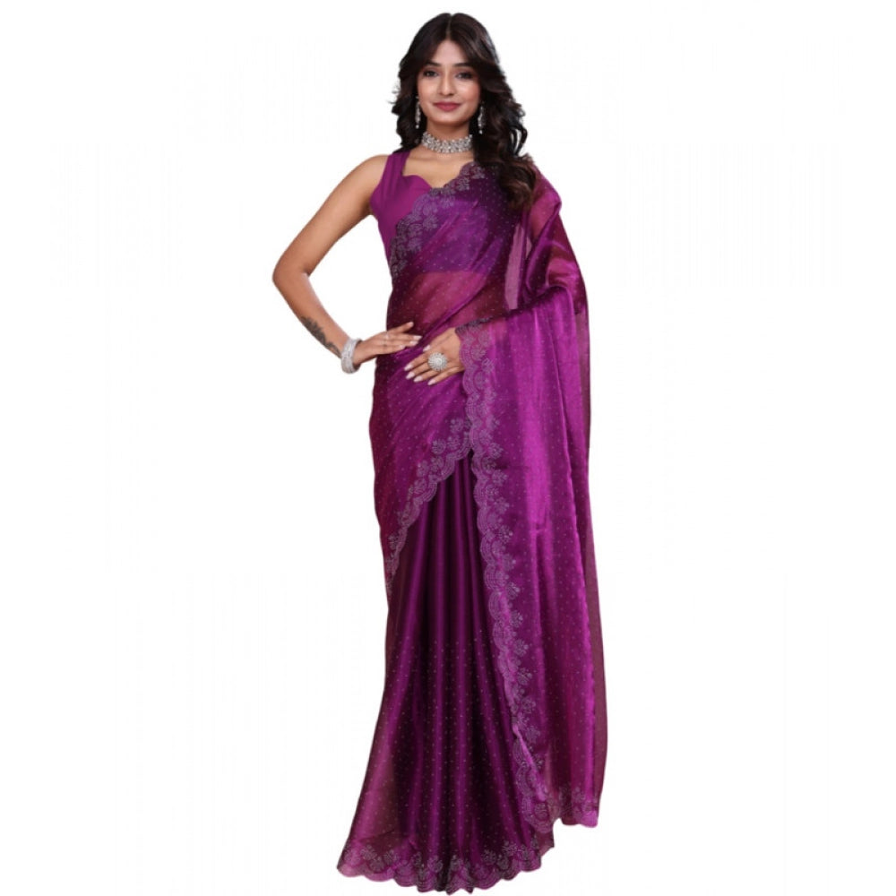 Women'S Tissue Pure Silk Embellished Bollywood Saree With Unst