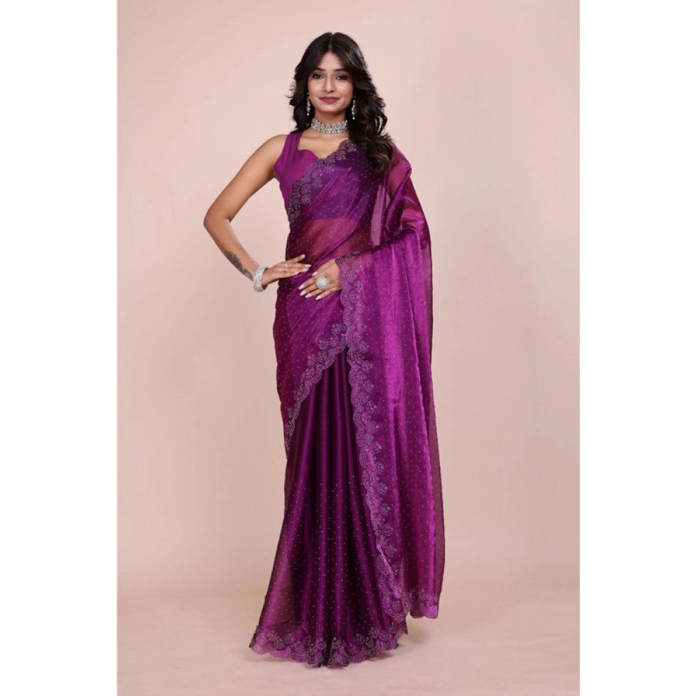 Women'S Tissue Pure Silk Embellished Bollywood Saree With Unst