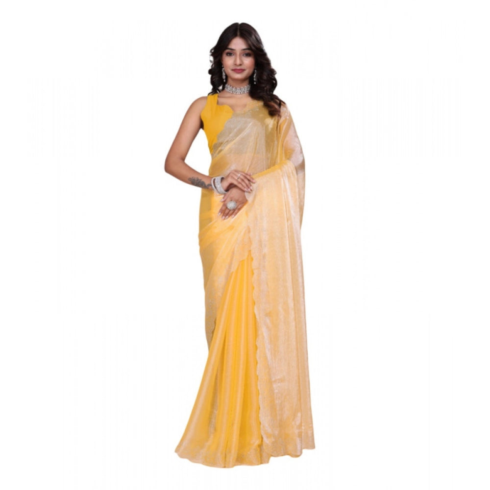 Women'S Tissue Pure Silk Embellished Bollywood Saree With Unst