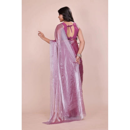 Women's Jimmy choo Embellished Bollywood Saree With Unstitched Blouse 5.5Mtr (Magenta)