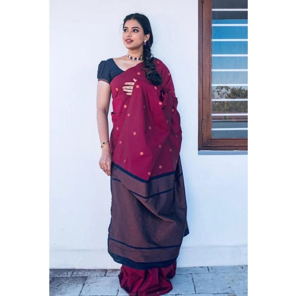 Women's Litchi silk Printed Saree With Unstitched Blouse (Red) - VANSHELLE