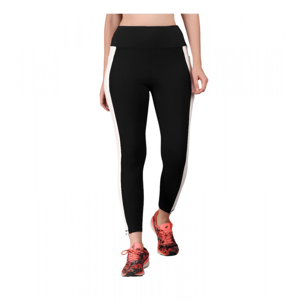 Women's Polyester Solid Ankle length High Waisted Tights (Black) - VANSHELLE