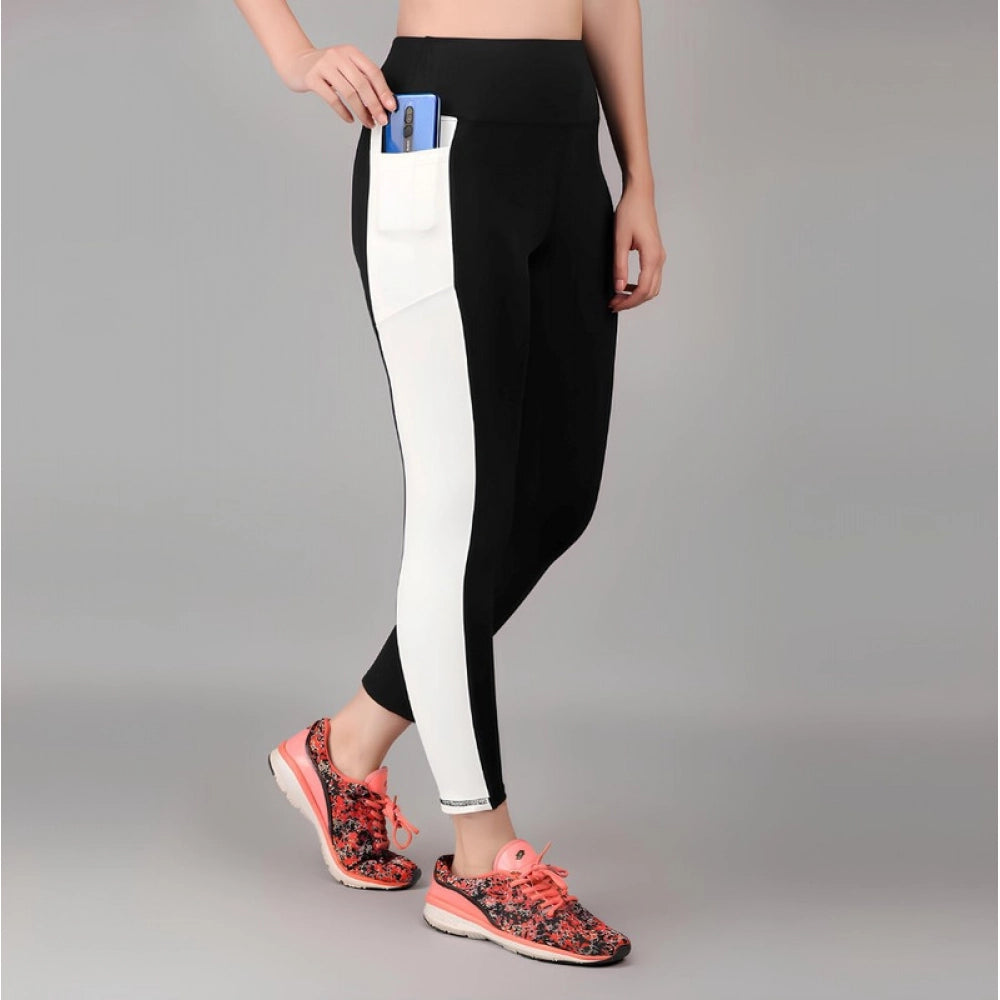 Women's Polyester Solid Ankle length High Waisted Tights (Black) - VANSHELLE