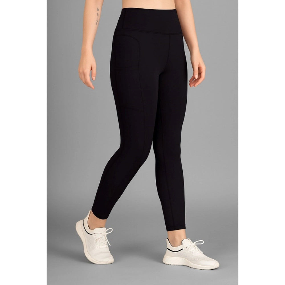 Women's Polyester Solid Ankle length High Waisted Tights (Black) - VANSHELLE