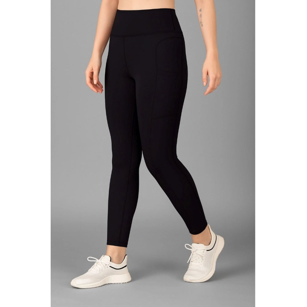 Women's Polyester Solid Ankle length High Waisted Tights (Black) - VANSHELLE