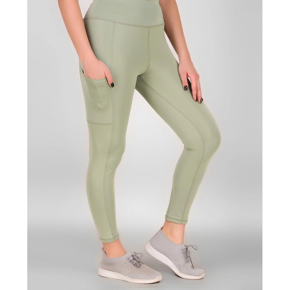 Women'S Polyester Solid Ankle Length High Waisted Tights (Sea