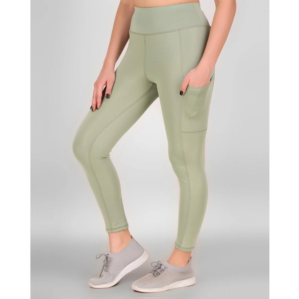 Women'S Polyester Solid Ankle Length High Waisted Tights (Sea