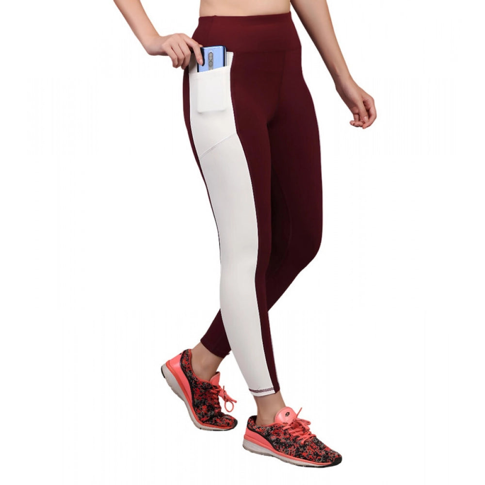 Women'S Polyester Solid Ankle Length High Waisted Tights (Maro