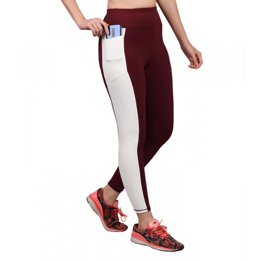 Women'S Polyester Solid Ankle Length High Waisted Tights (Maro