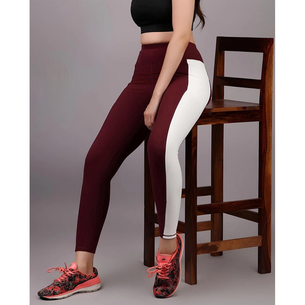 Women'S Polyester Solid Ankle Length High Waisted Tights (Maro