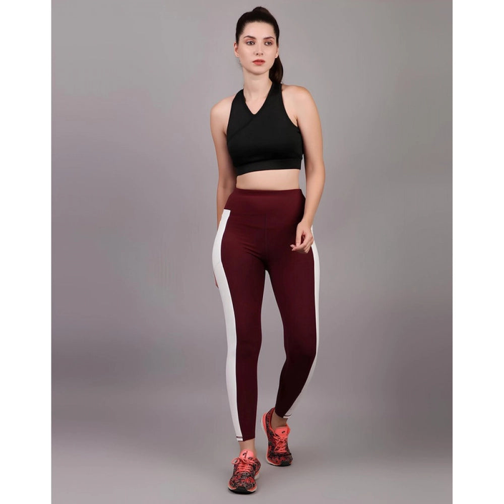 Women'S Polyester Solid Ankle Length High Waisted Tights (Maro