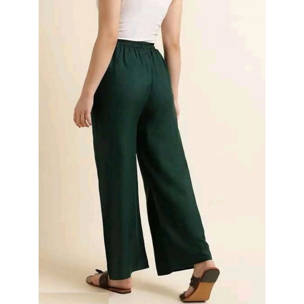 Women'S Casual Rayon Solid Ankle Length Palazzo (Green, Free S
