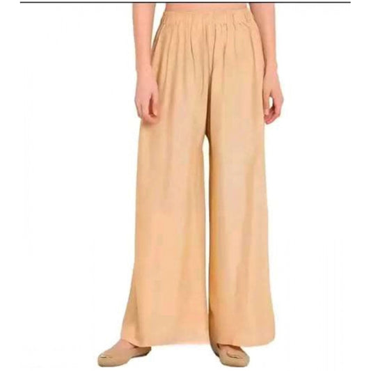 Women'S Casual Rayon Solid Ankle Length Palazzo (Golden , Free